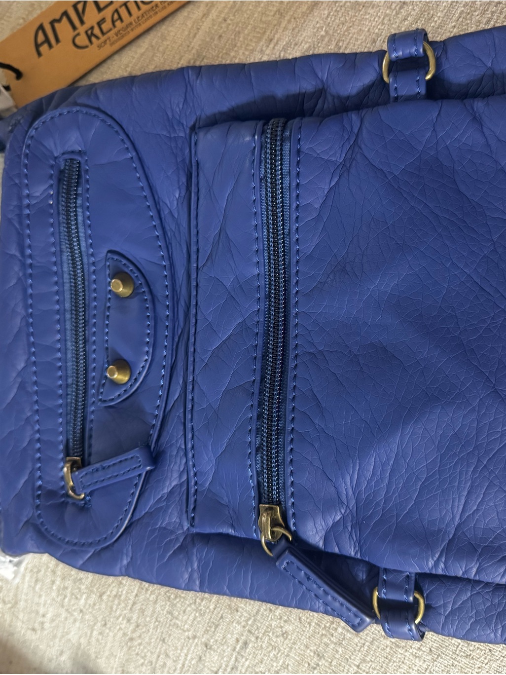 Blue Quilted Crossbody Bag - Unbranded